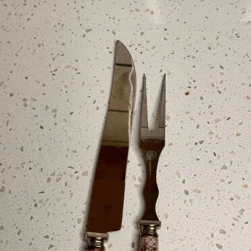 A & E‎ Lewis Carving Knife & Fork Set Florme Stainless Steel Sheffield England